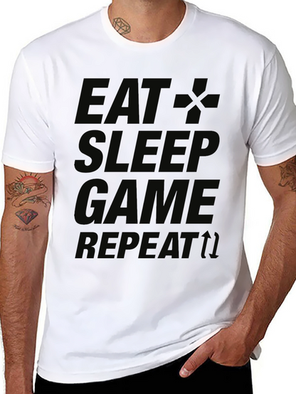 Eat Sleep Game Repeat Black T-Shirt