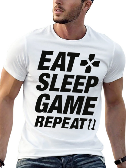 Eat Sleep Game Repeat Black T-Shirt