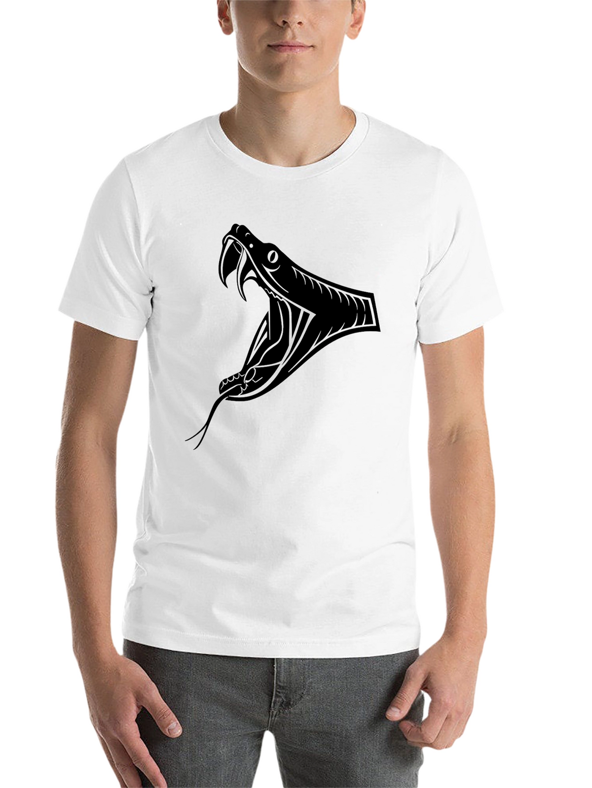 Mens Black T-Shirt - Snake Graphic Tee