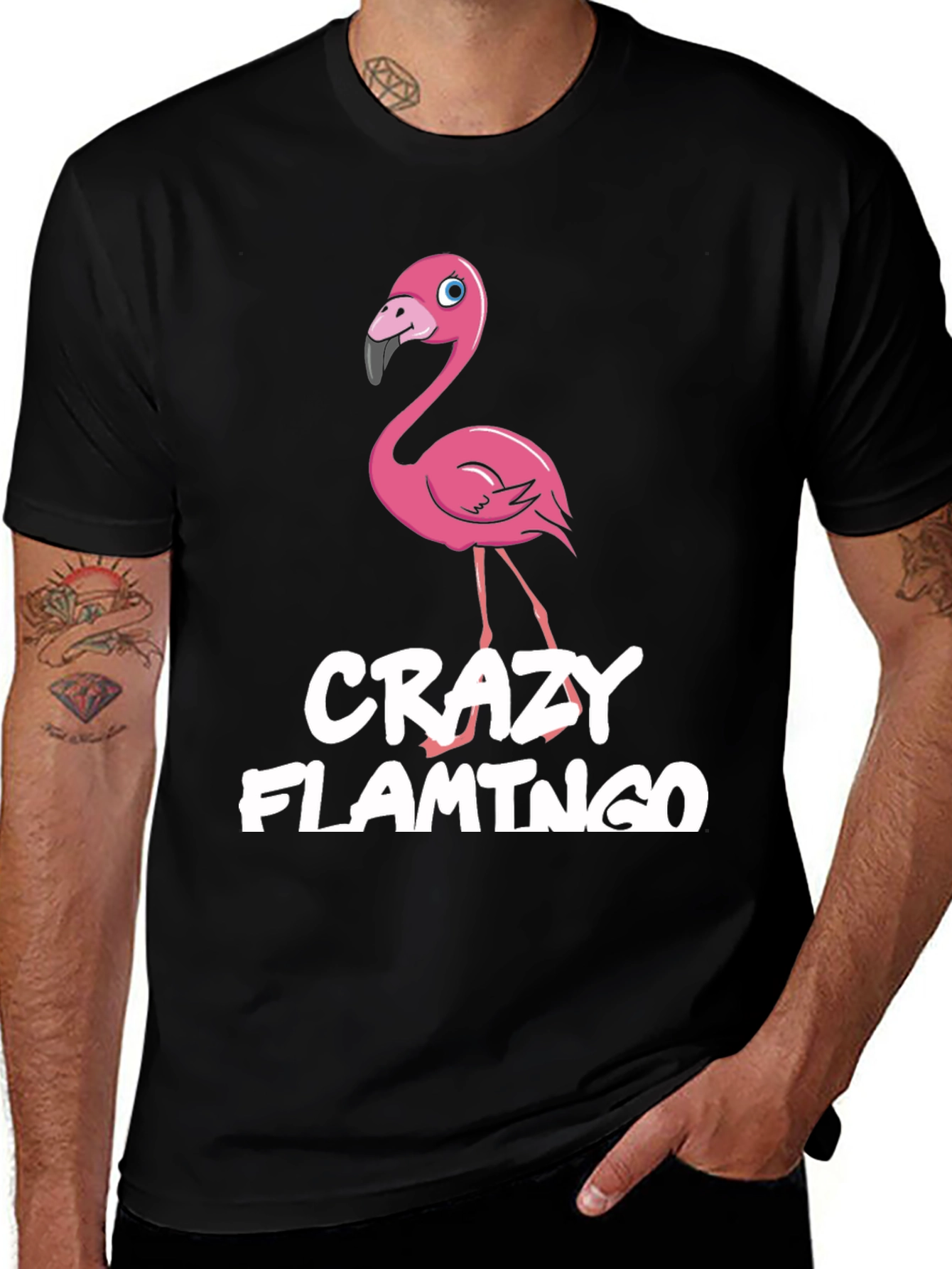 Crazy Flamingo Graphic Tee - Fun Novelty T-Shirt