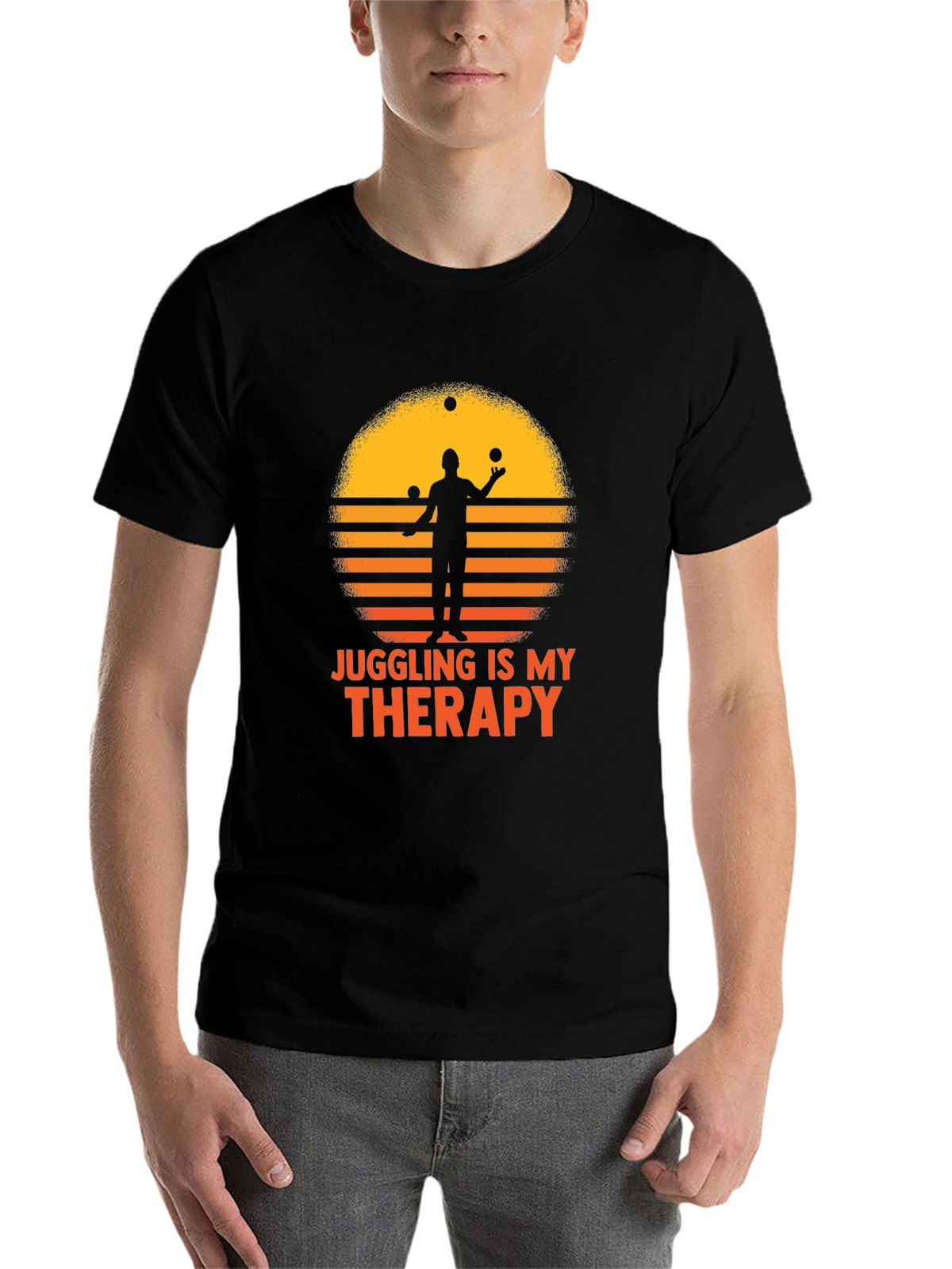 Juggling Therapy T-Shirt - Retro Sunset Design