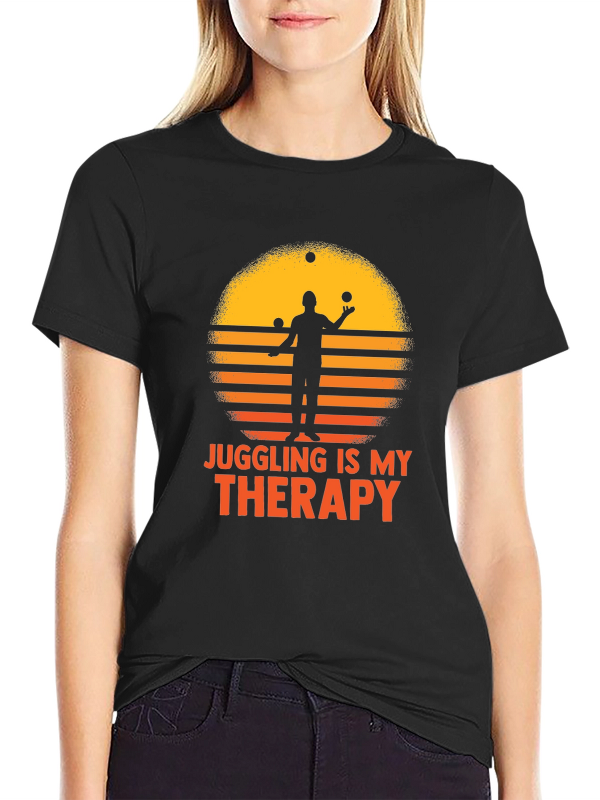 Juggling Therapy T-Shirt - Retro Sunset Design