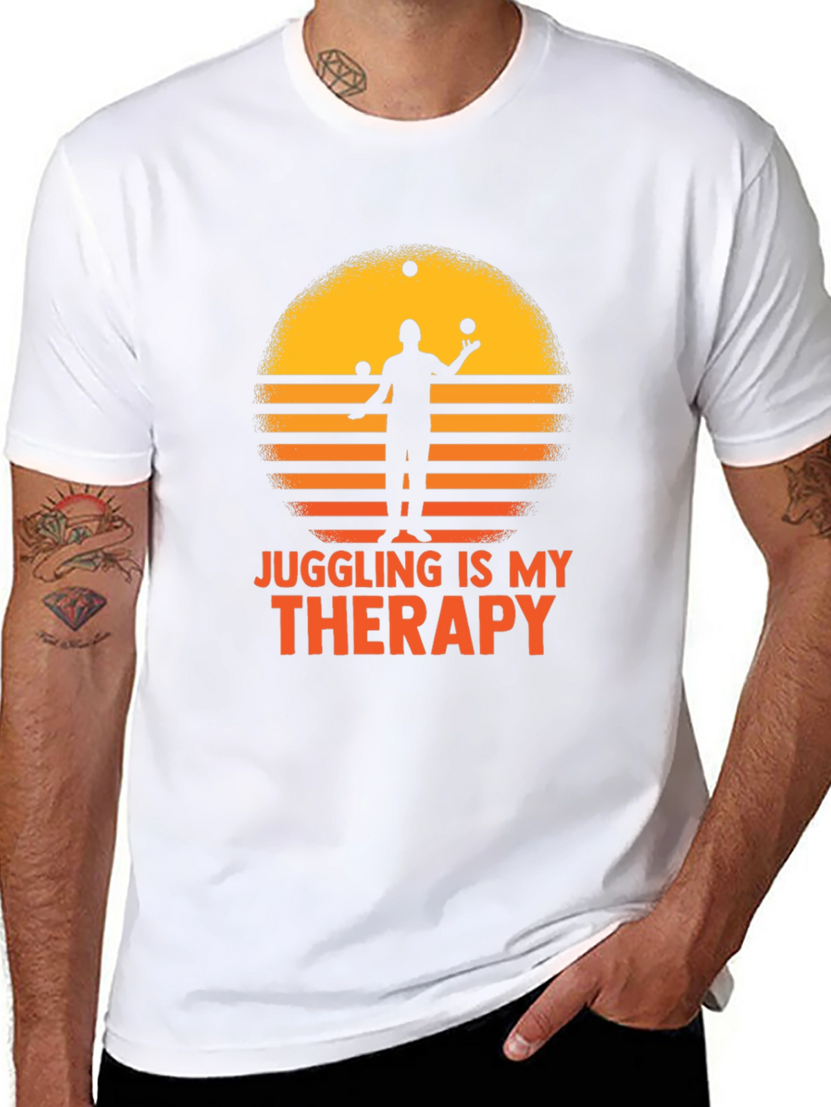 Juggling Therapy T-Shirt - Retro Sunset Design