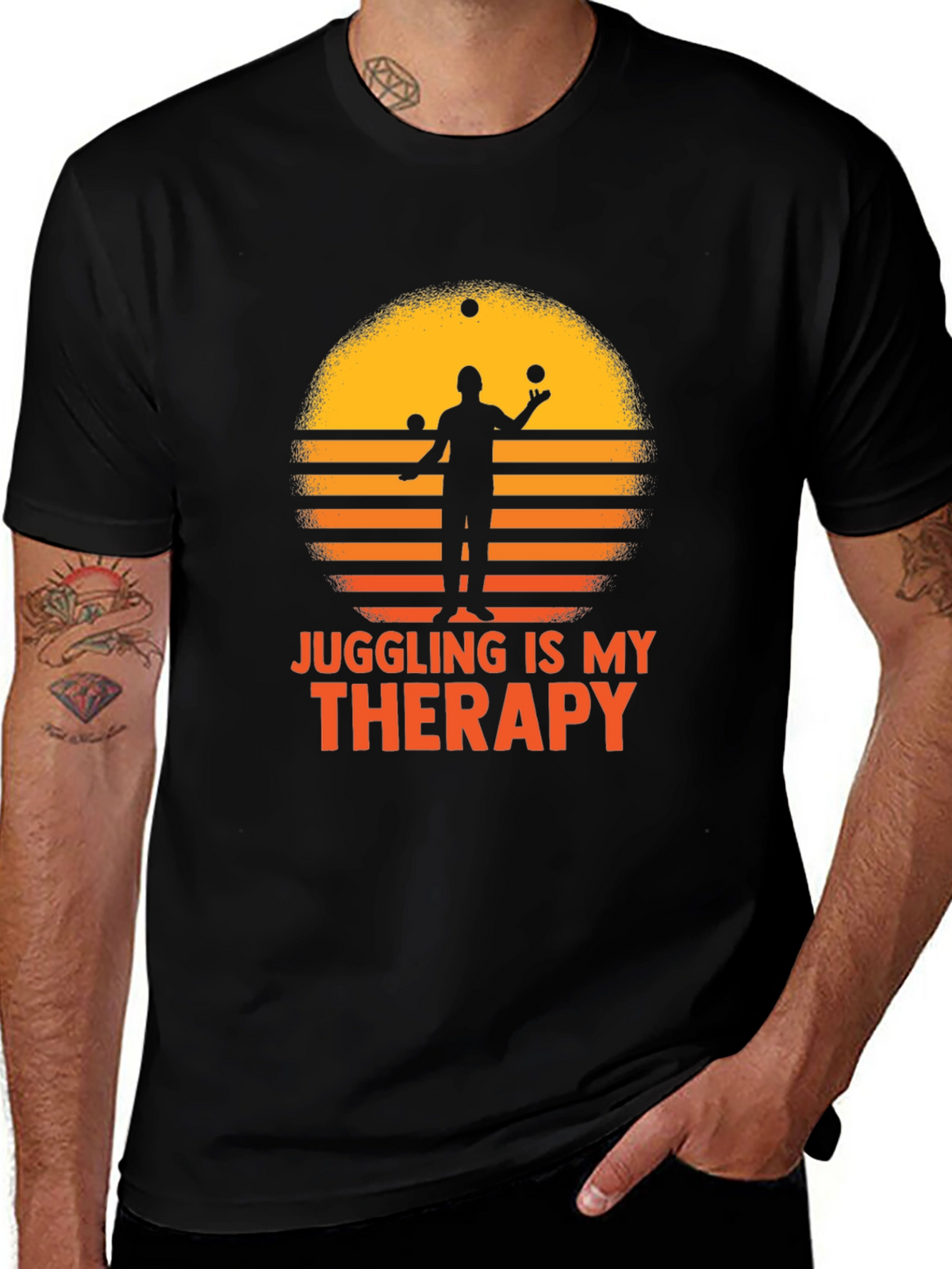 Juggling Therapy T-Shirt - Retro Sunset Design