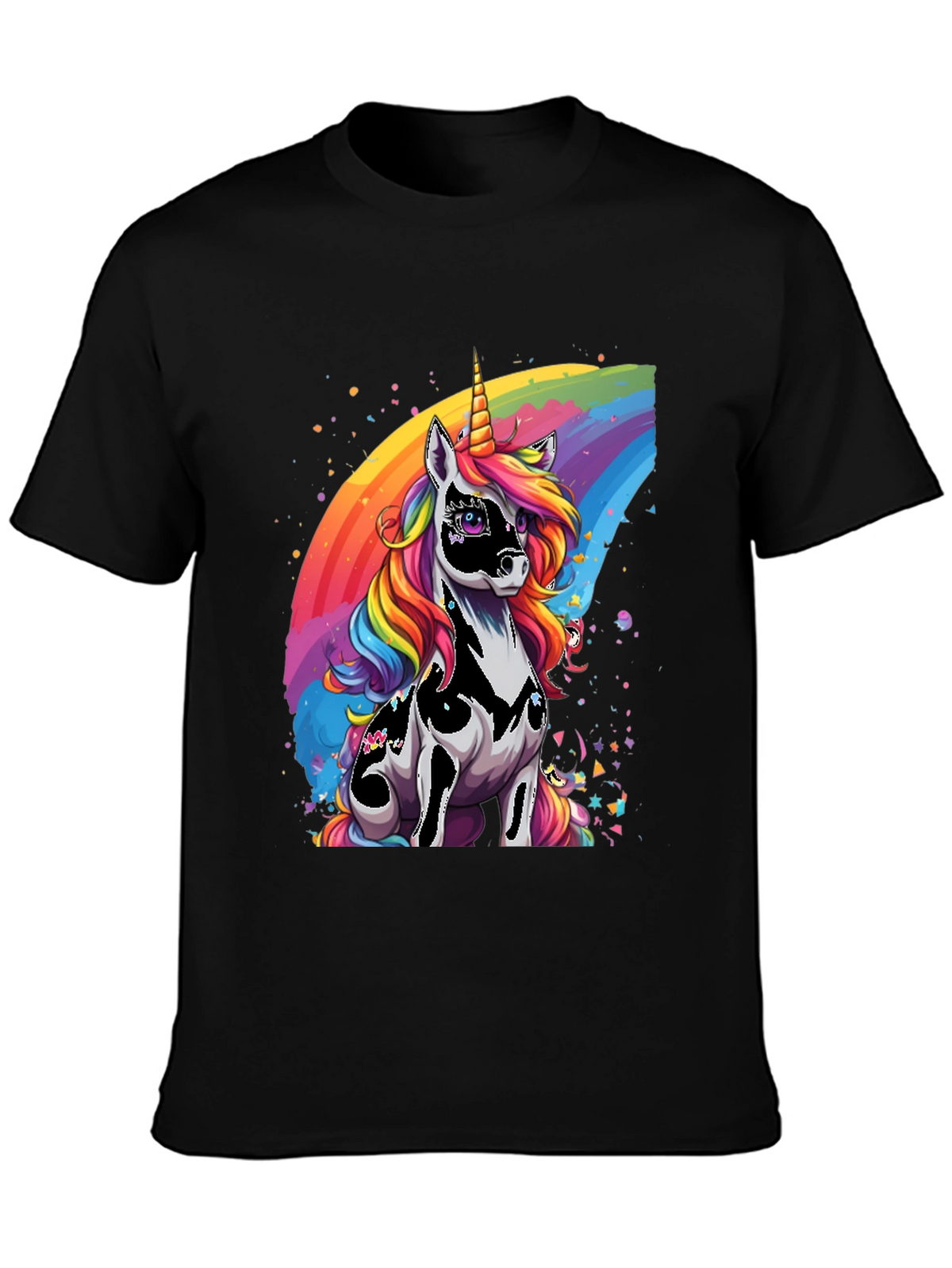 Rainbow Unicorn Graphic Tee - Black