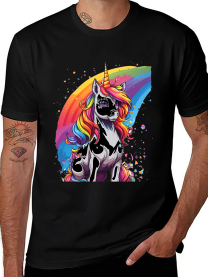 Rainbow Unicorn Graphic Tee - Black