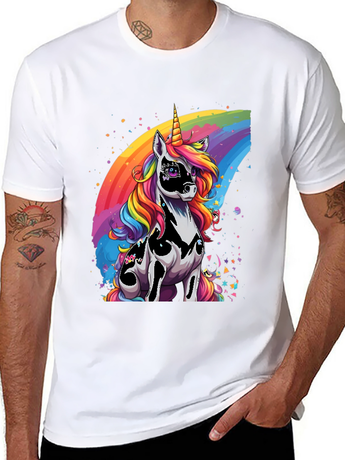 Rainbow Unicorn Graphic Tee - Black
