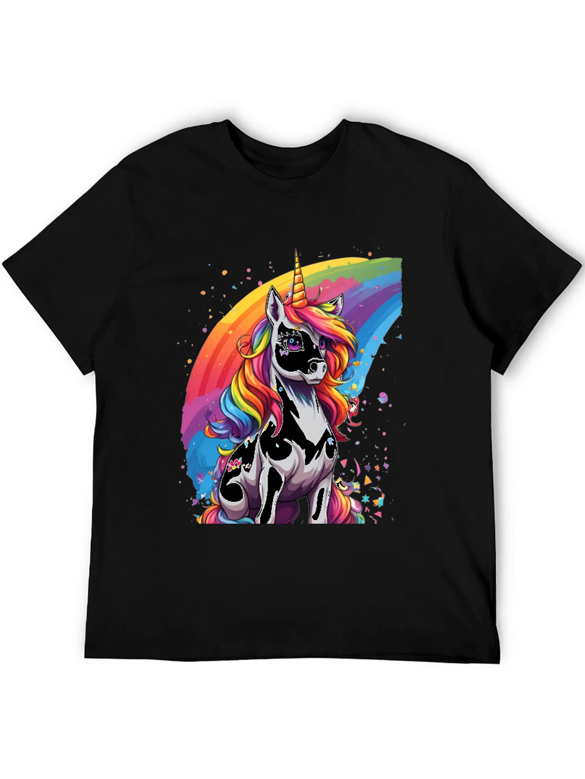 Rainbow Unicorn Graphic Tee - Black