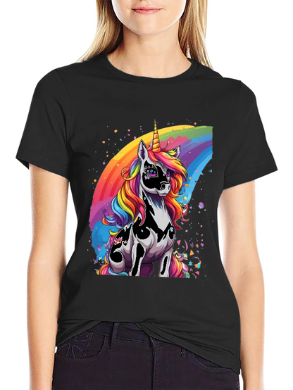 Rainbow Unicorn Graphic Tee - Black