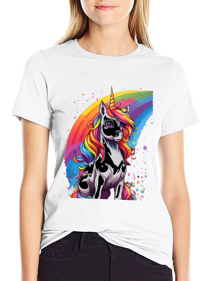 Rainbow Unicorn Graphic Tee - Black