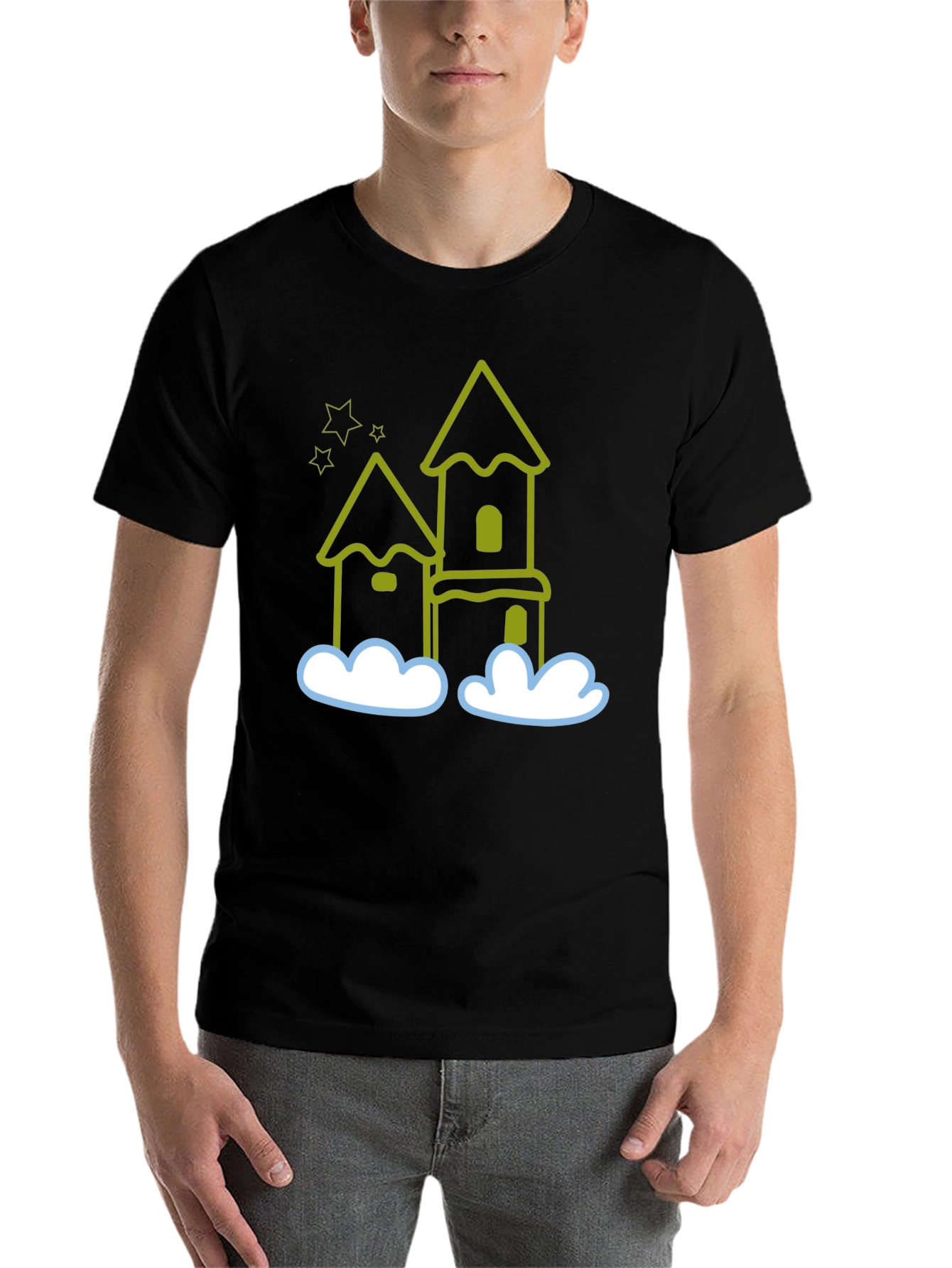 Whimsical Castle Black T-Shirt