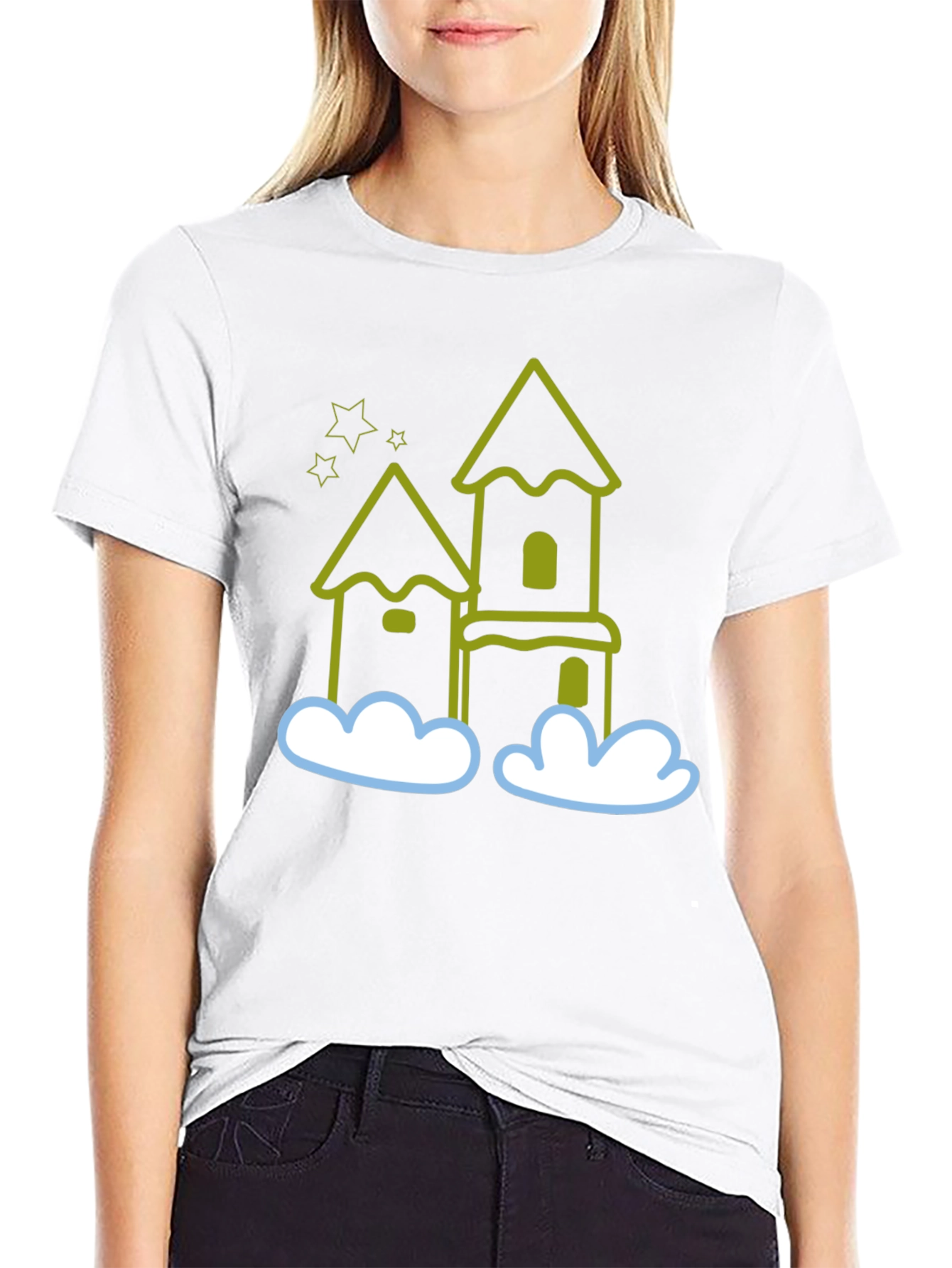 Whimsical Castle Black T-Shirt