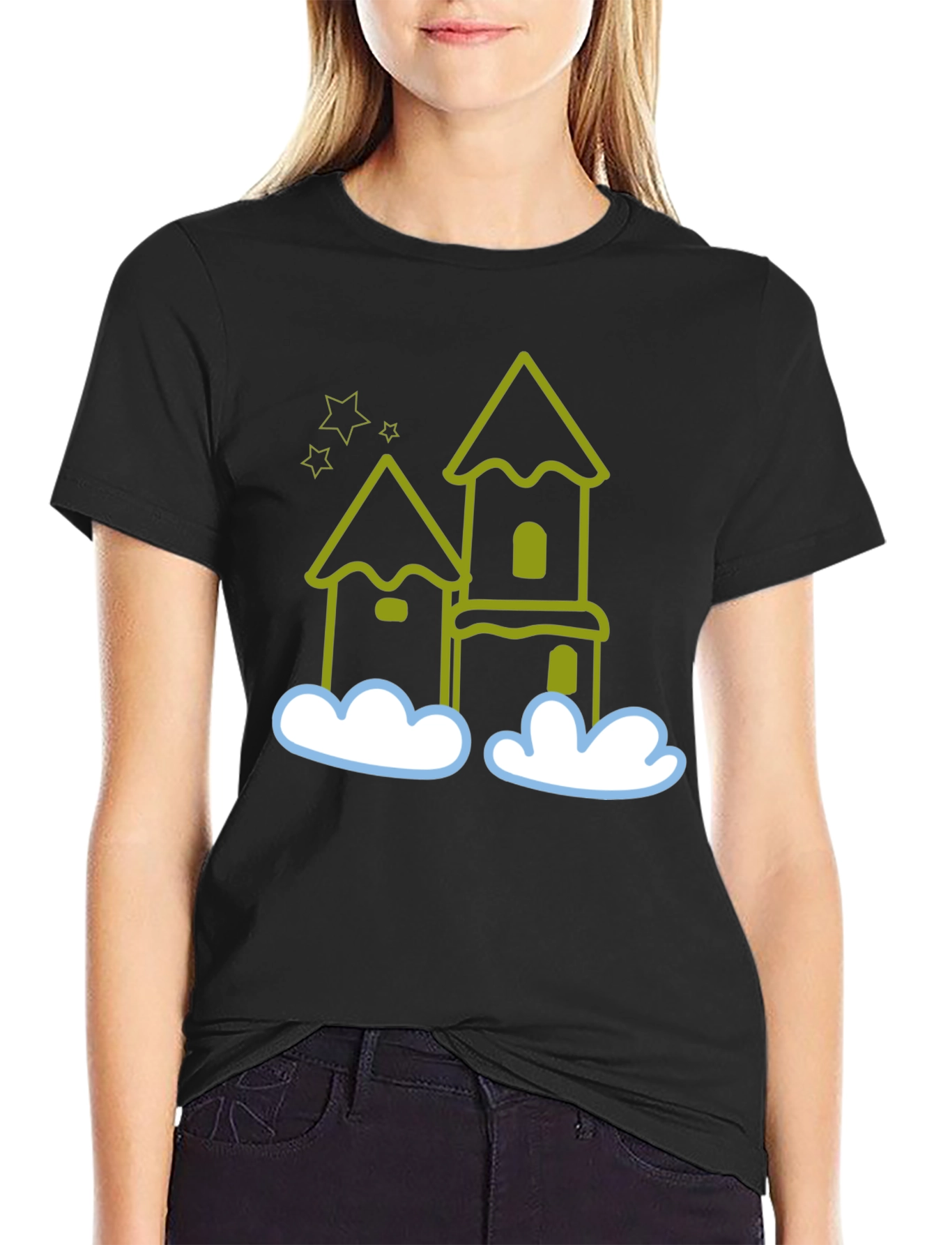Whimsical Castle Black T-Shirt