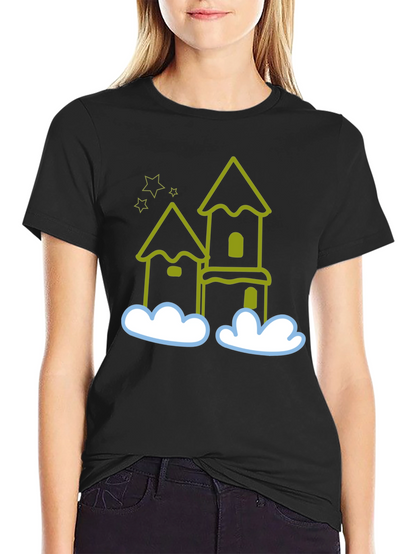 Whimsical Castle Black T-Shirt