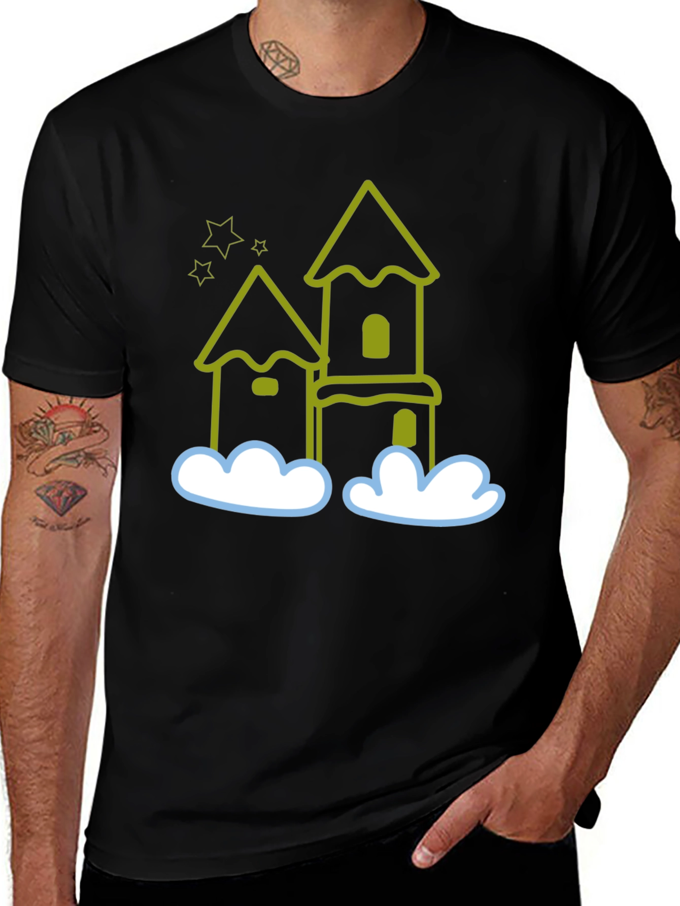Whimsical Castle Black T-Shirt