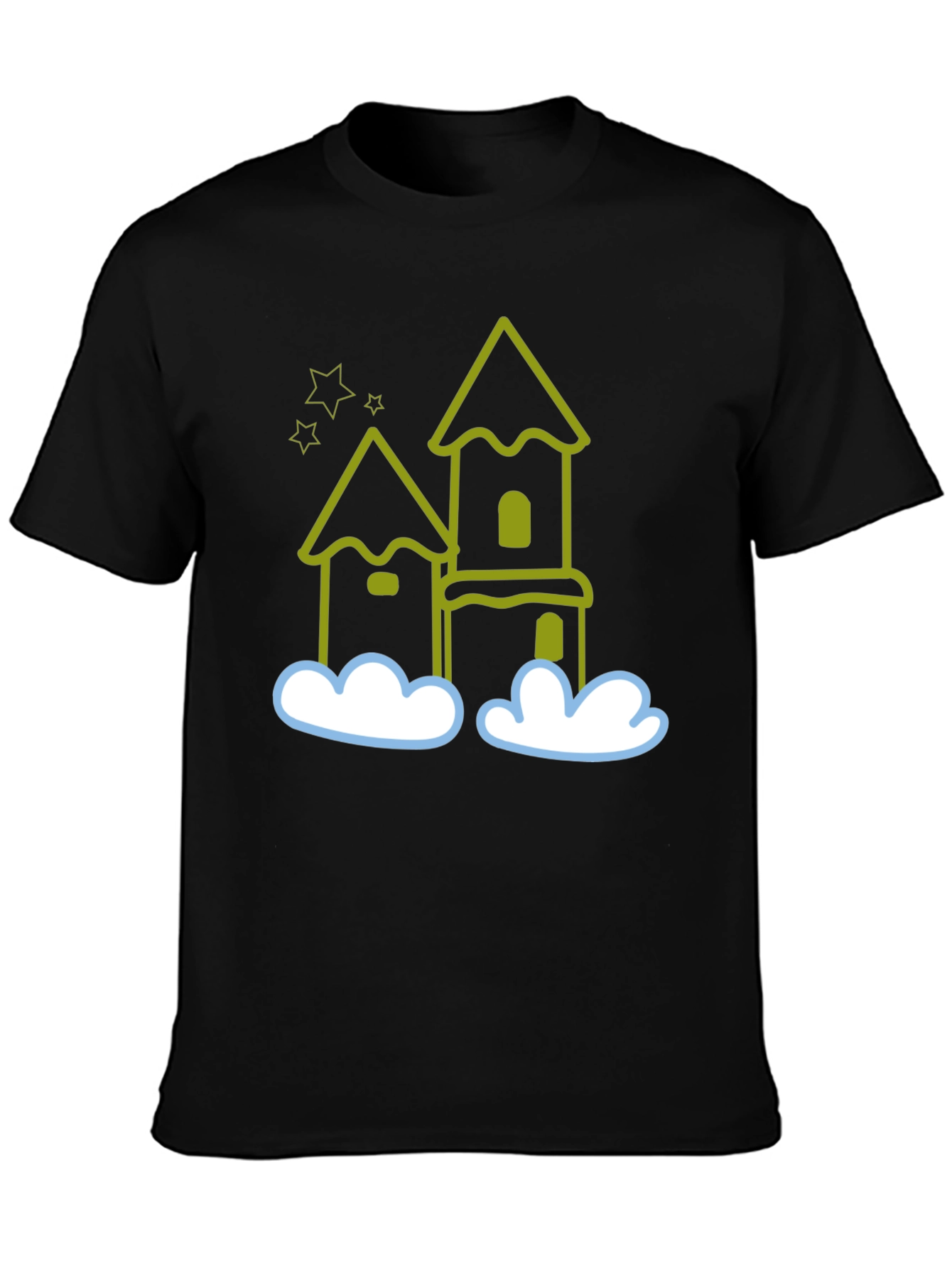 Whimsical Castle Black T-Shirt