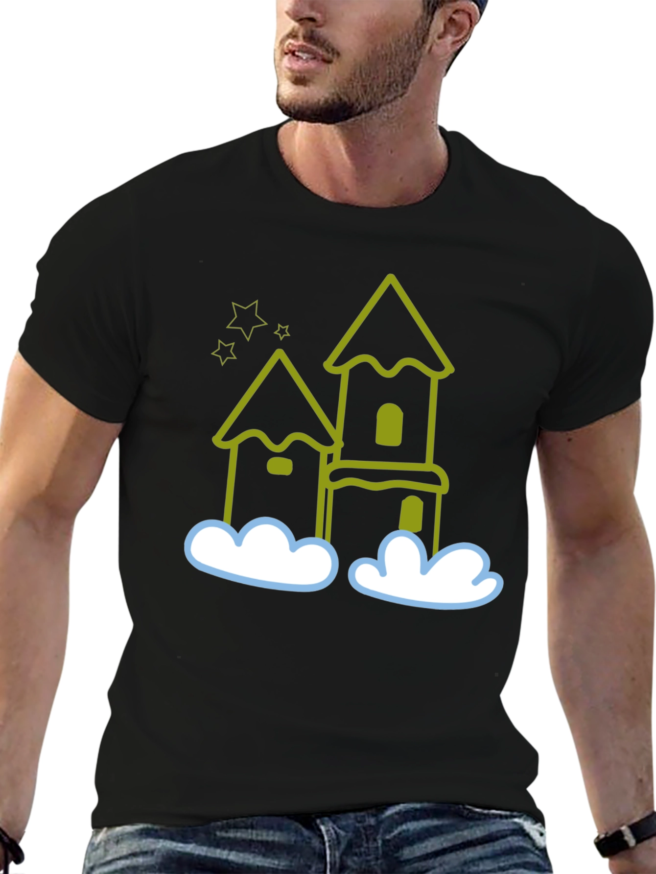 Whimsical Castle Black T-Shirt