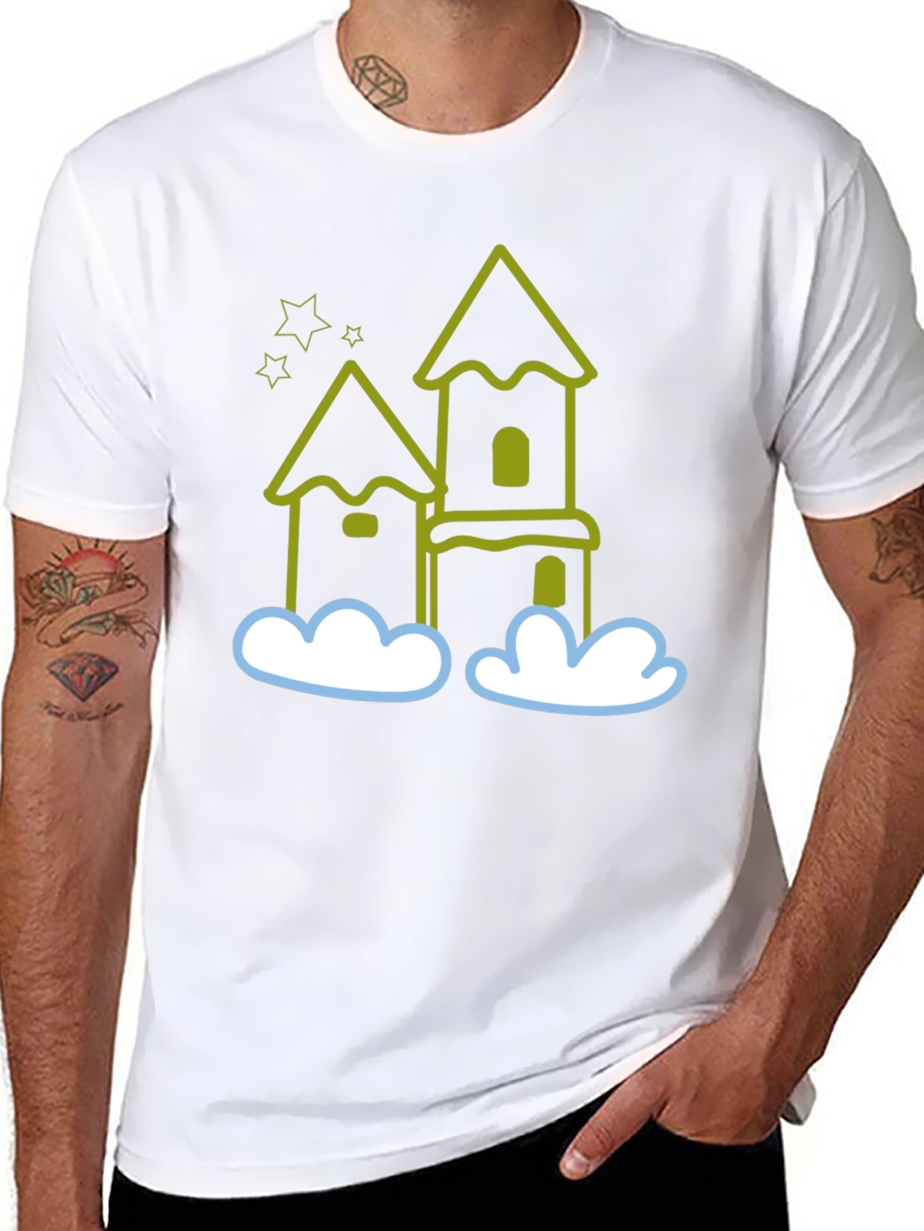 Whimsical Castle Black T-Shirt