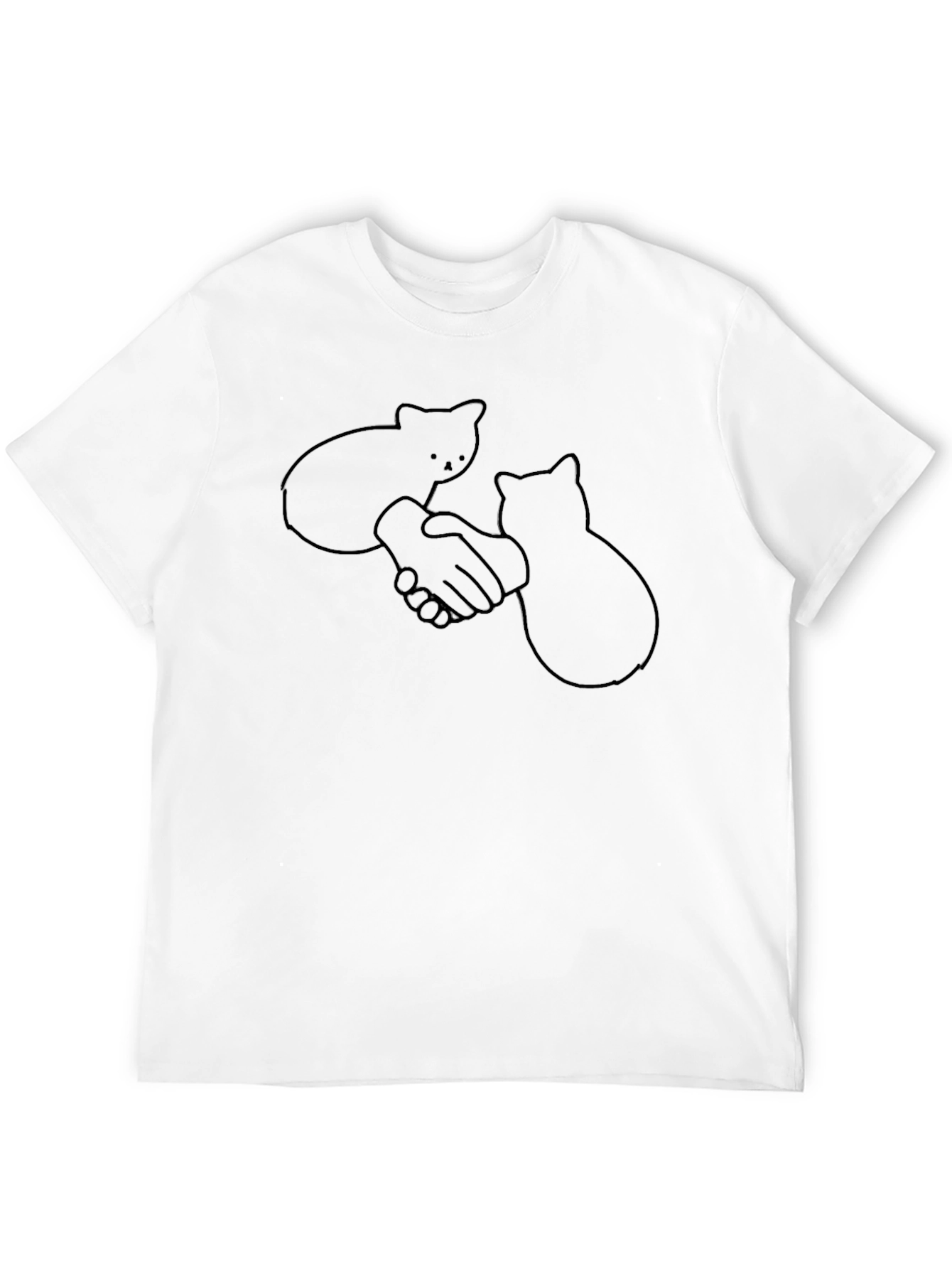 Cat Handshake T-Shirt - Funny Graphic Tee