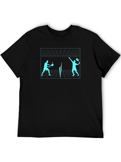 Tennis Players Graphic Tee - Black