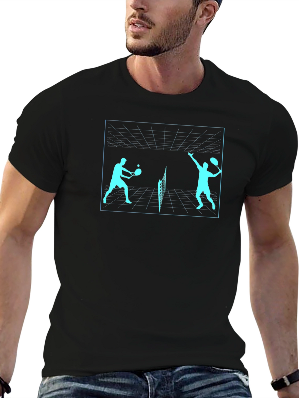 Tennis Players Graphic Tee - Black
