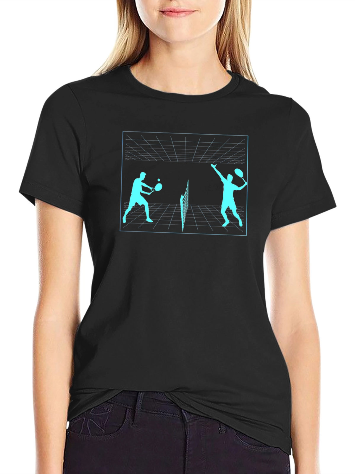 Tennis Players Graphic Tee - Black