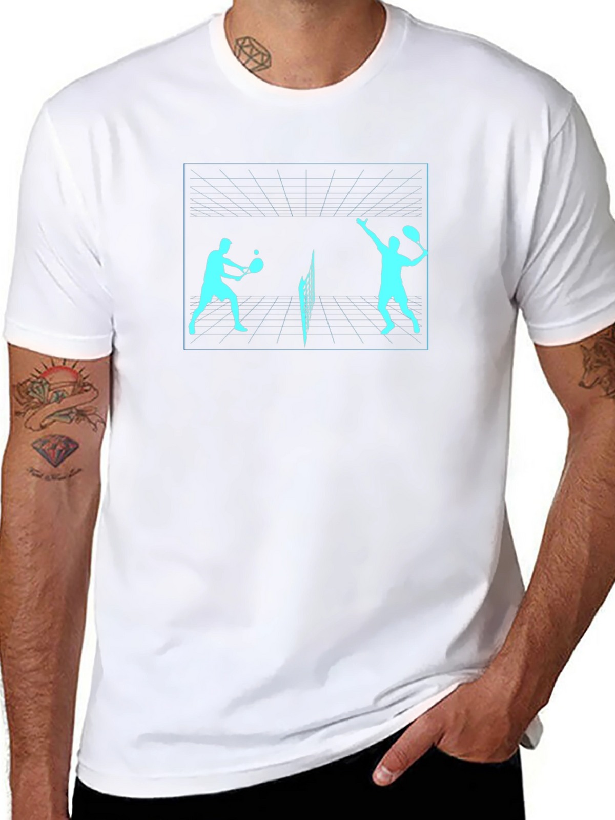 Tennis Players Graphic Tee - Black