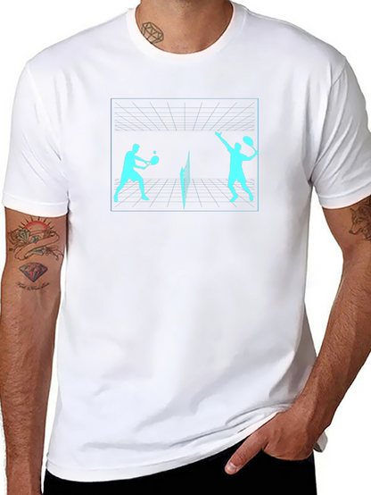 Tennis Players Graphic Tee - Black