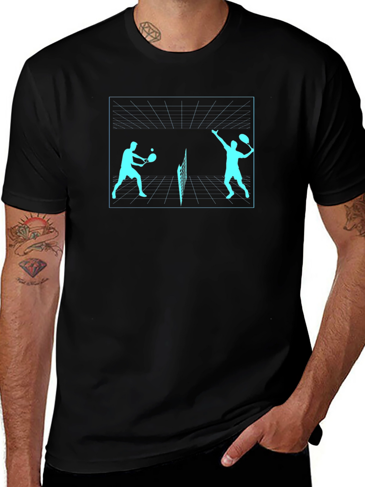 Tennis Players Graphic Tee - Black