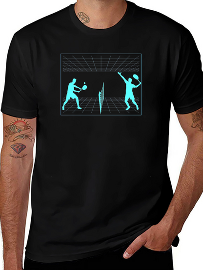 Tennis Players Graphic Tee - Black