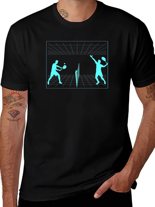 Tennis Players Graphic Tee - Black