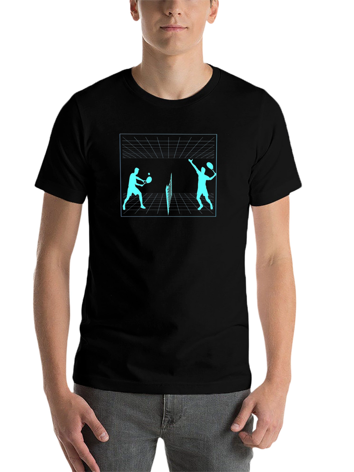 Tennis Players Graphic Tee - Black