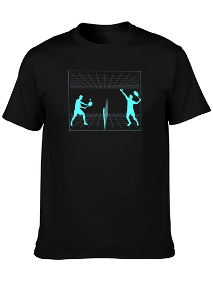 Tennis Players Graphic Tee - Black