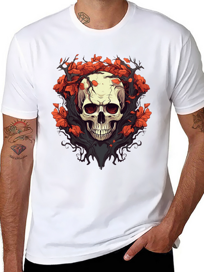 Skull & Floral Graphic Tee - Black T-Shirt