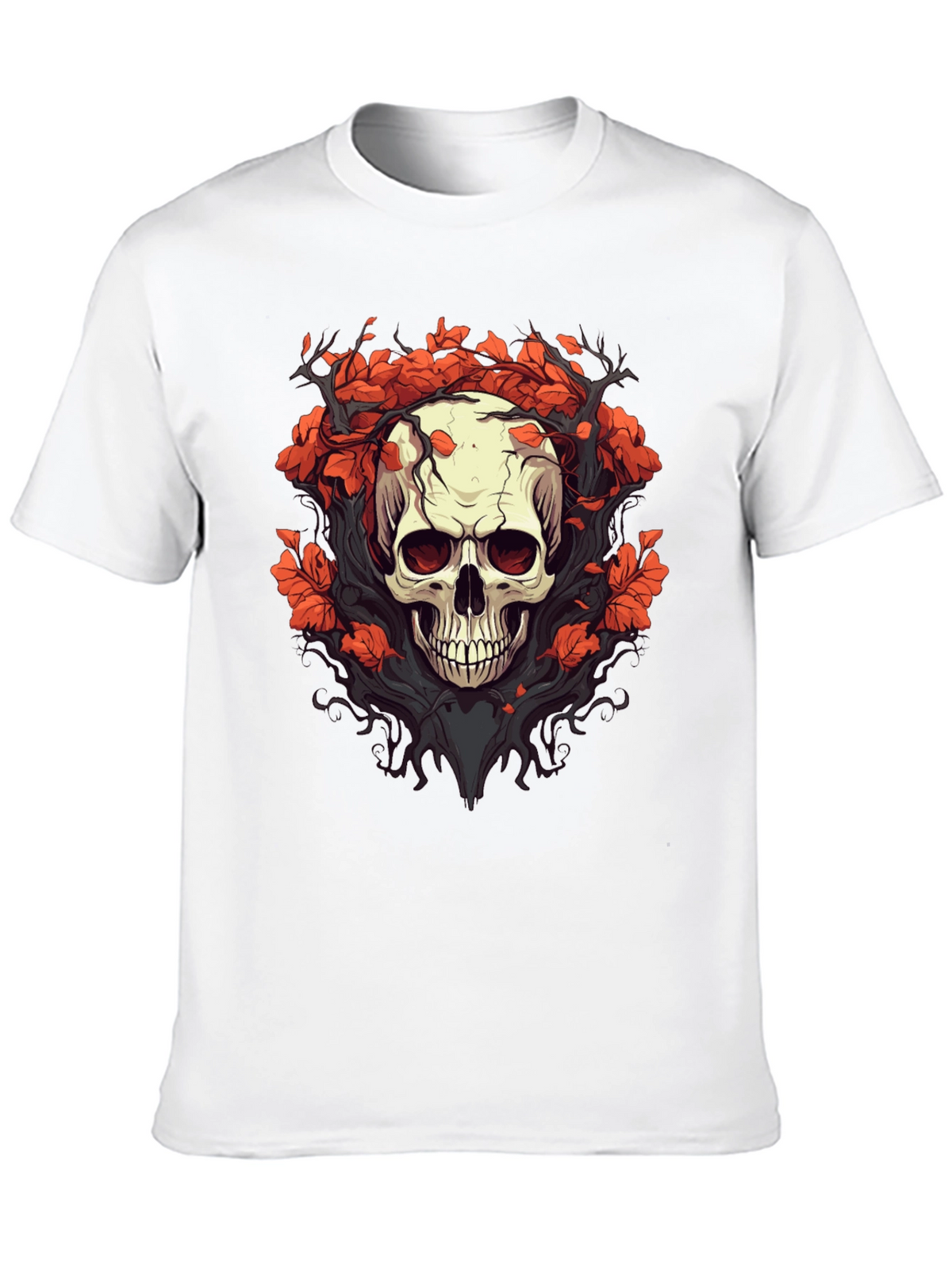 Skull & Floral Graphic Tee - Black T-Shirt
