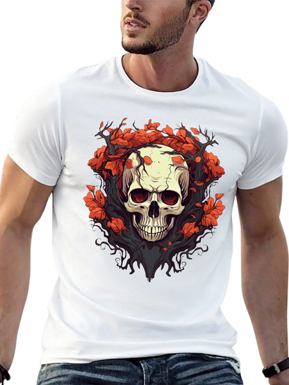 Skull & Floral Graphic Tee - Black T-Shirt