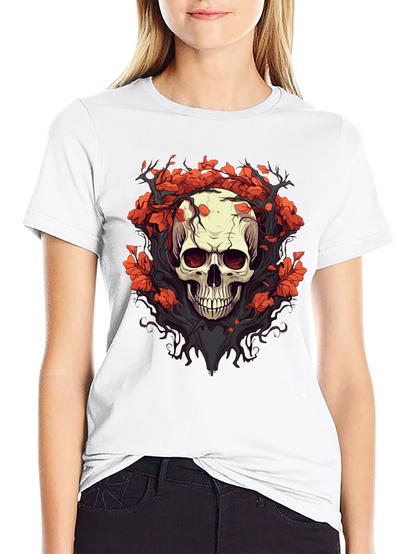 Skull & Floral Graphic Tee - Black T-Shirt