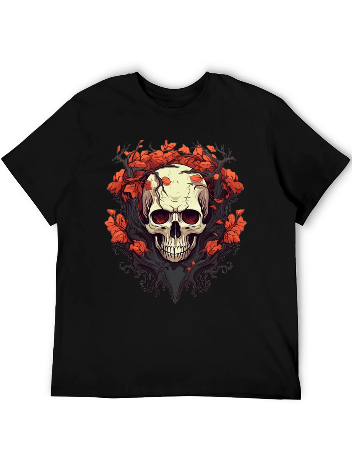 Skull & Floral Graphic Tee - Black T-Shirt