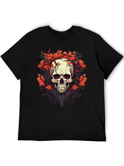 Skull & Floral Graphic Tee - Black T-Shirt