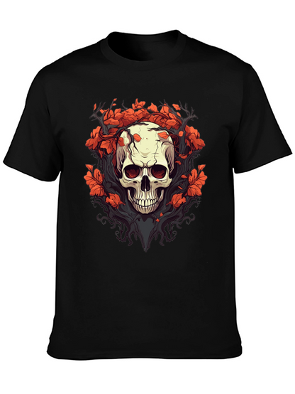 Skull & Floral Graphic Tee - Black T-Shirt