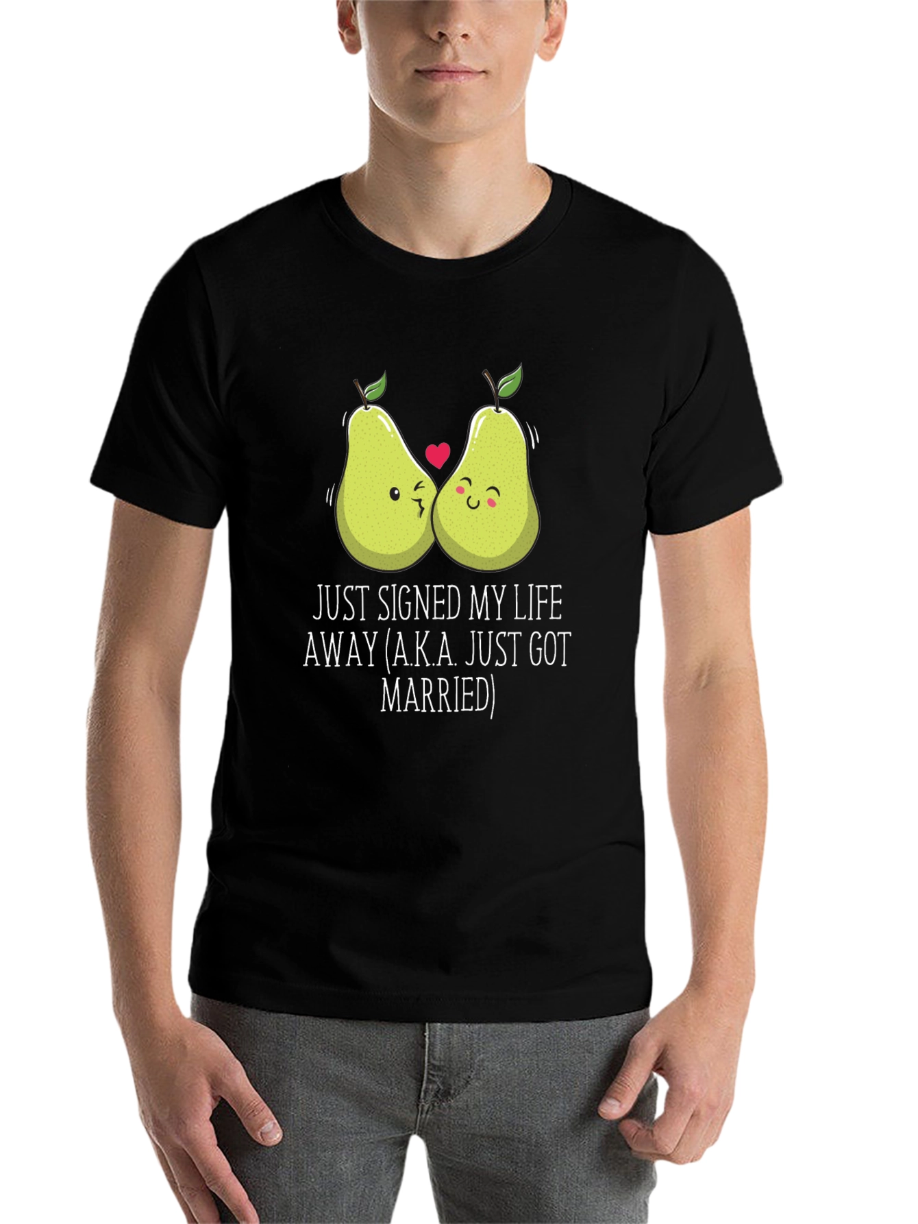 Just Married Couples Pear Graphic T-Shirt