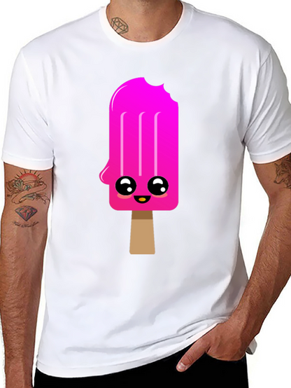 Kawaii Popsicle Graphic Tee - Black Cotton Blend Shirt