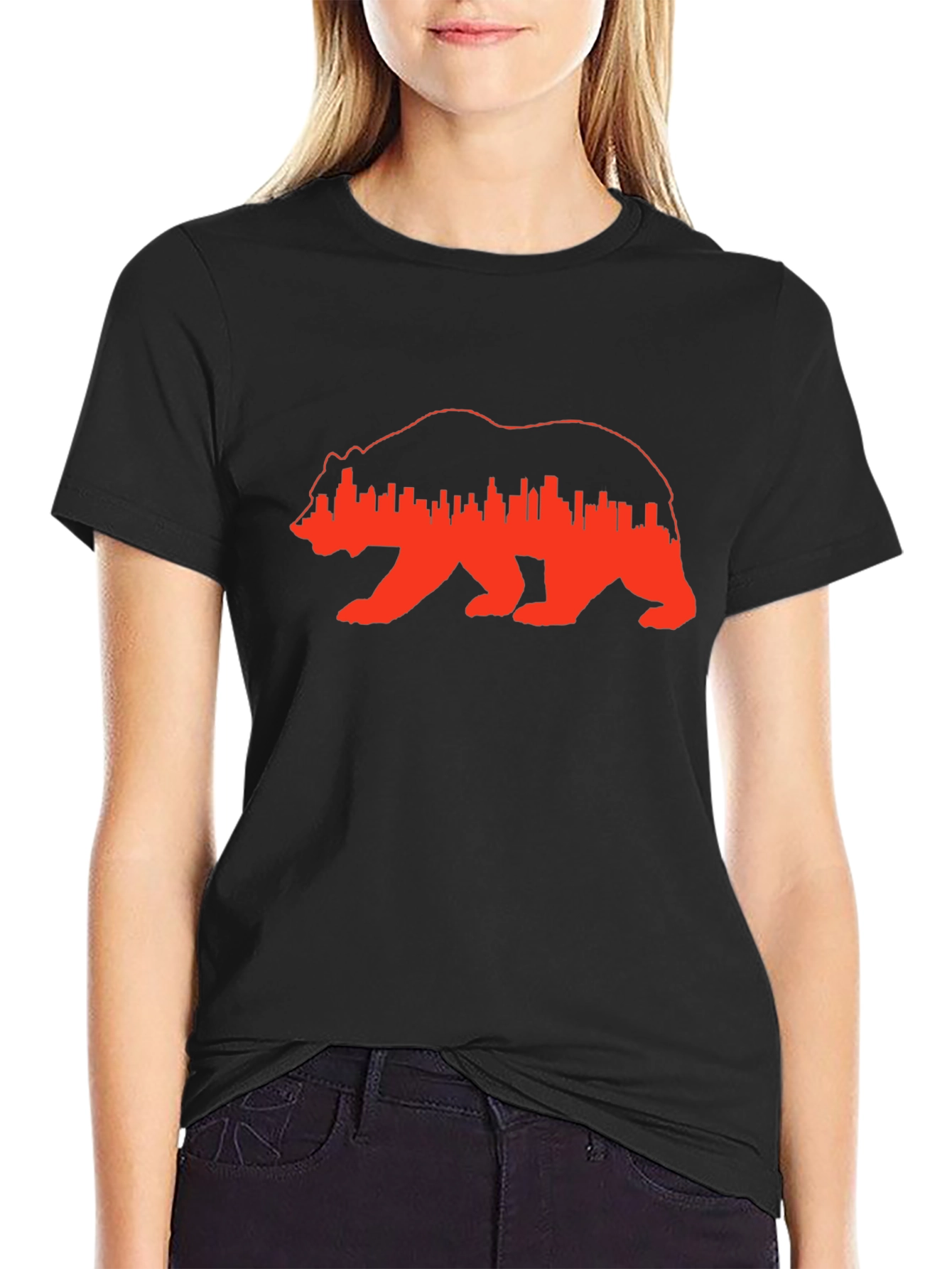 Bear & Cityscape Graphic Tee - Trendy Menswear