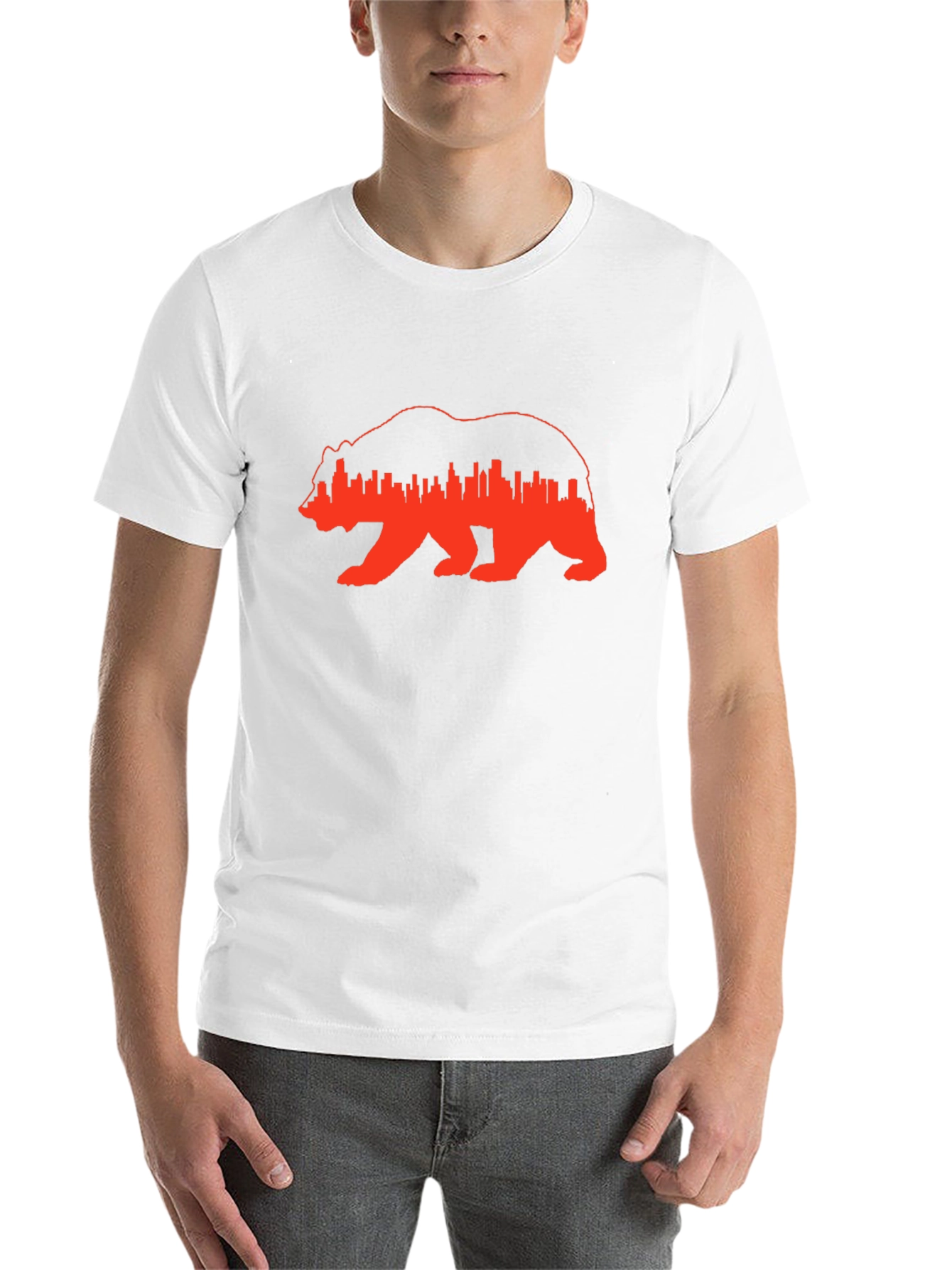 Bear & Cityscape Graphic Tee - Trendy Menswear