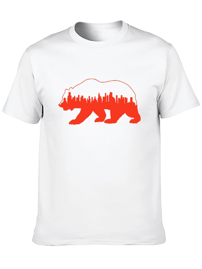 Bear & Cityscape Graphic Tee - Trendy Menswear