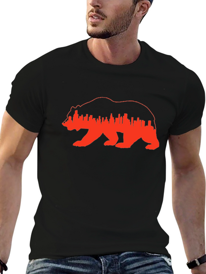Bear & Cityscape Graphic Tee - Trendy Menswear