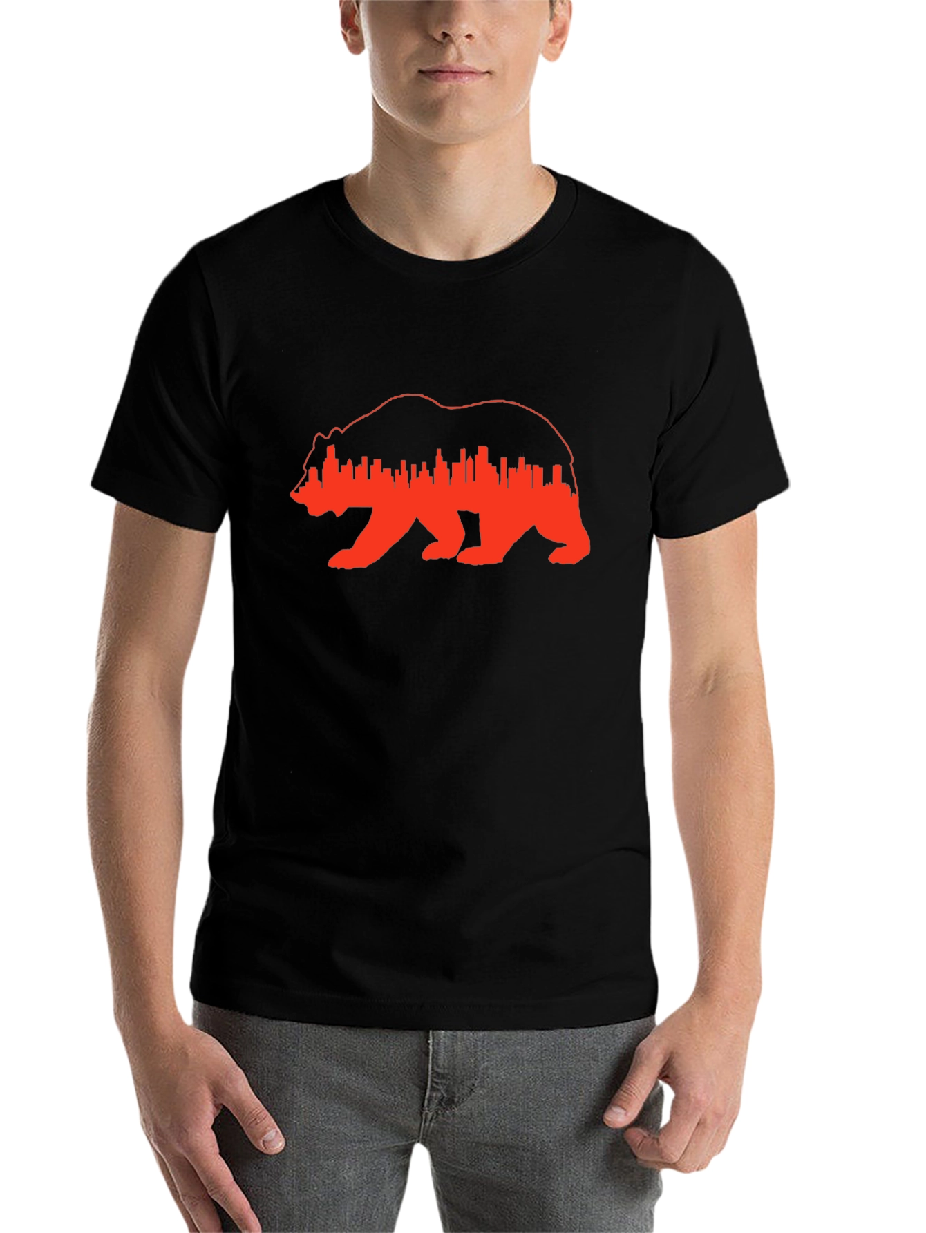 Bear & Cityscape Graphic Tee - Trendy Menswear