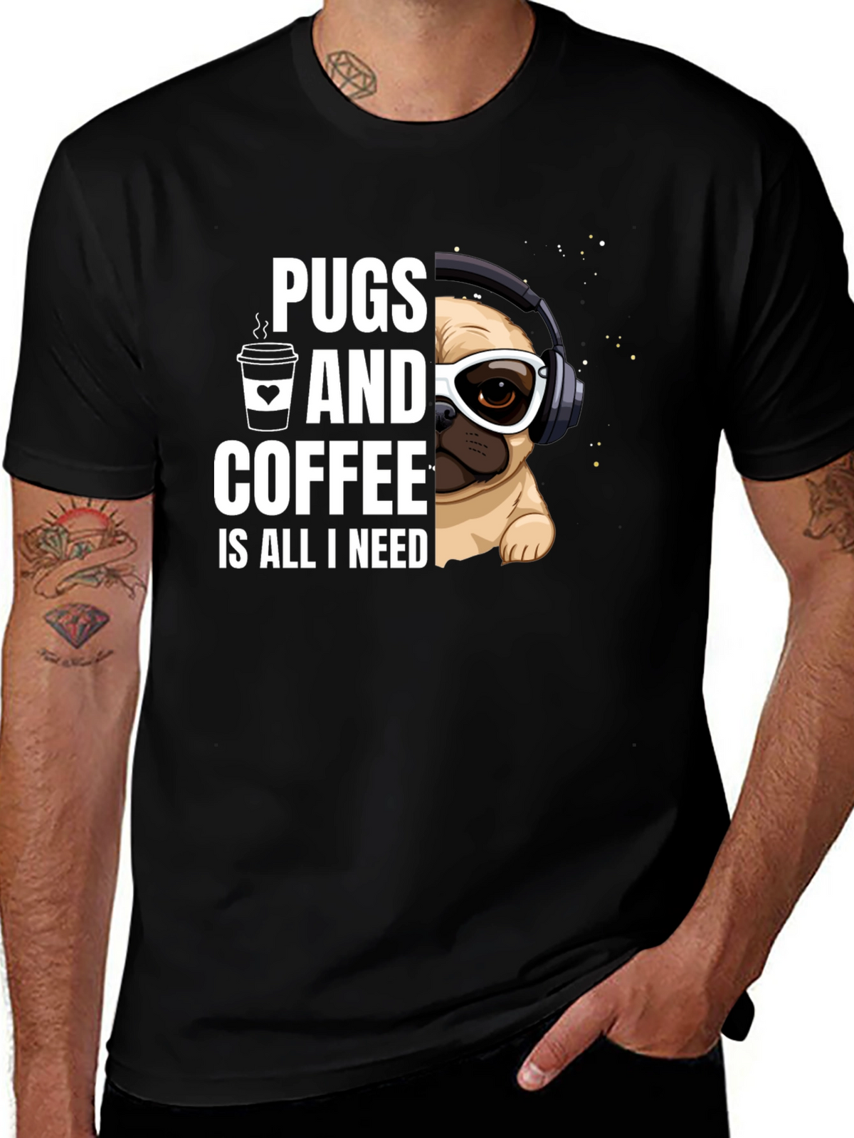 Pugs & Coffee Graphic Tee