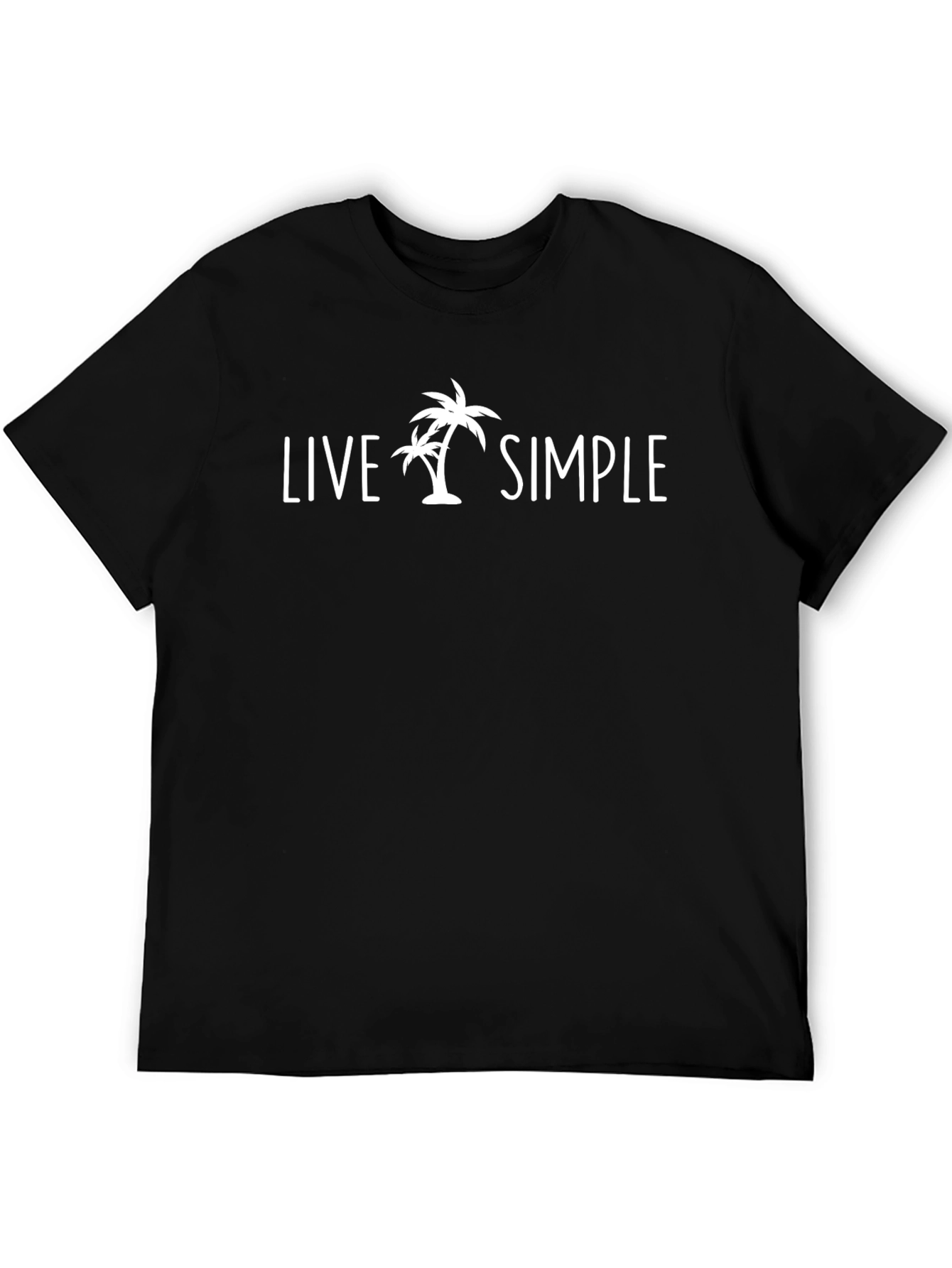 Live Simple Palm Tree Graphic T-Shirt - Casual Style