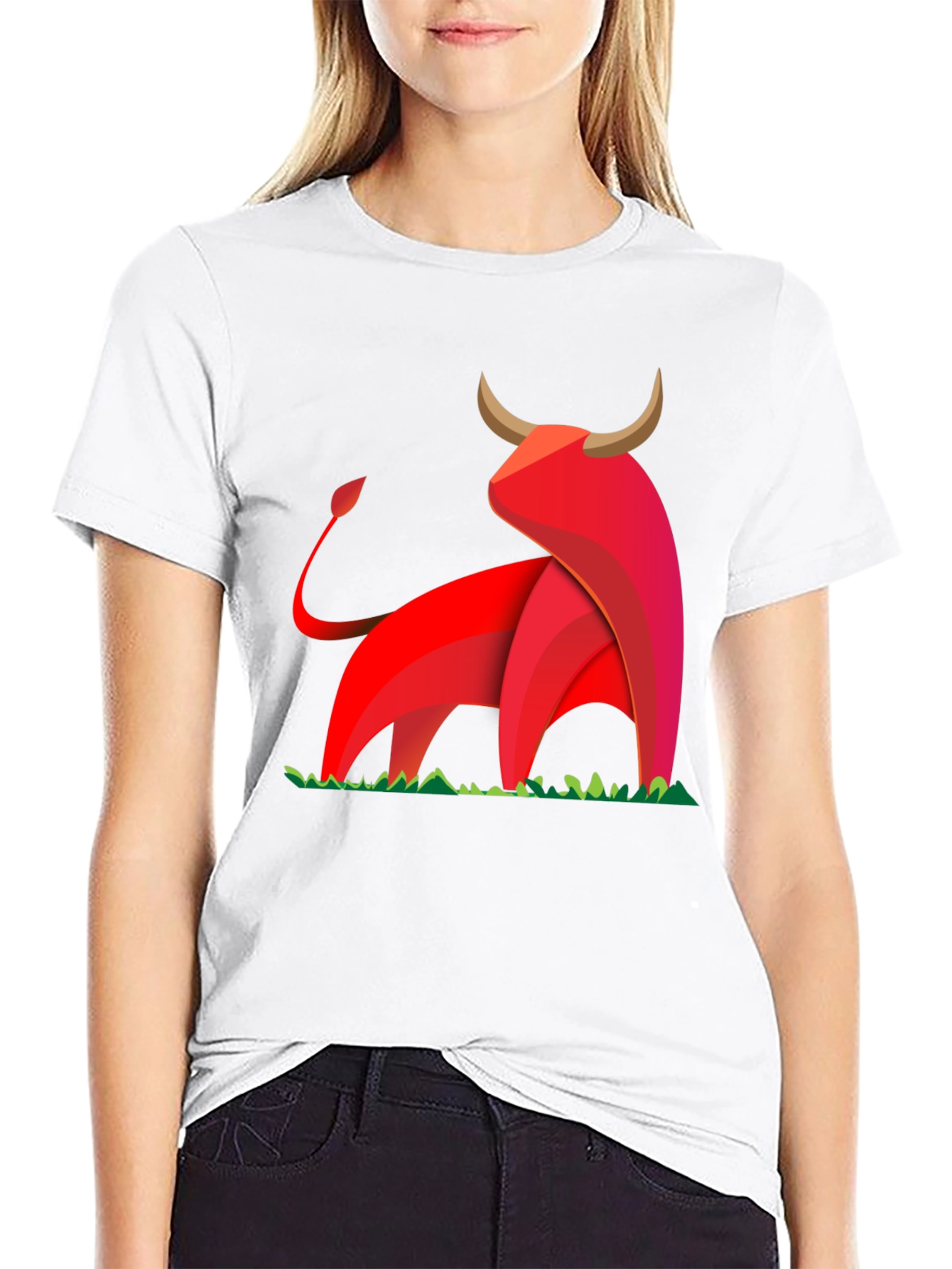 Bold Geometric Bull Graphic T-Shirt